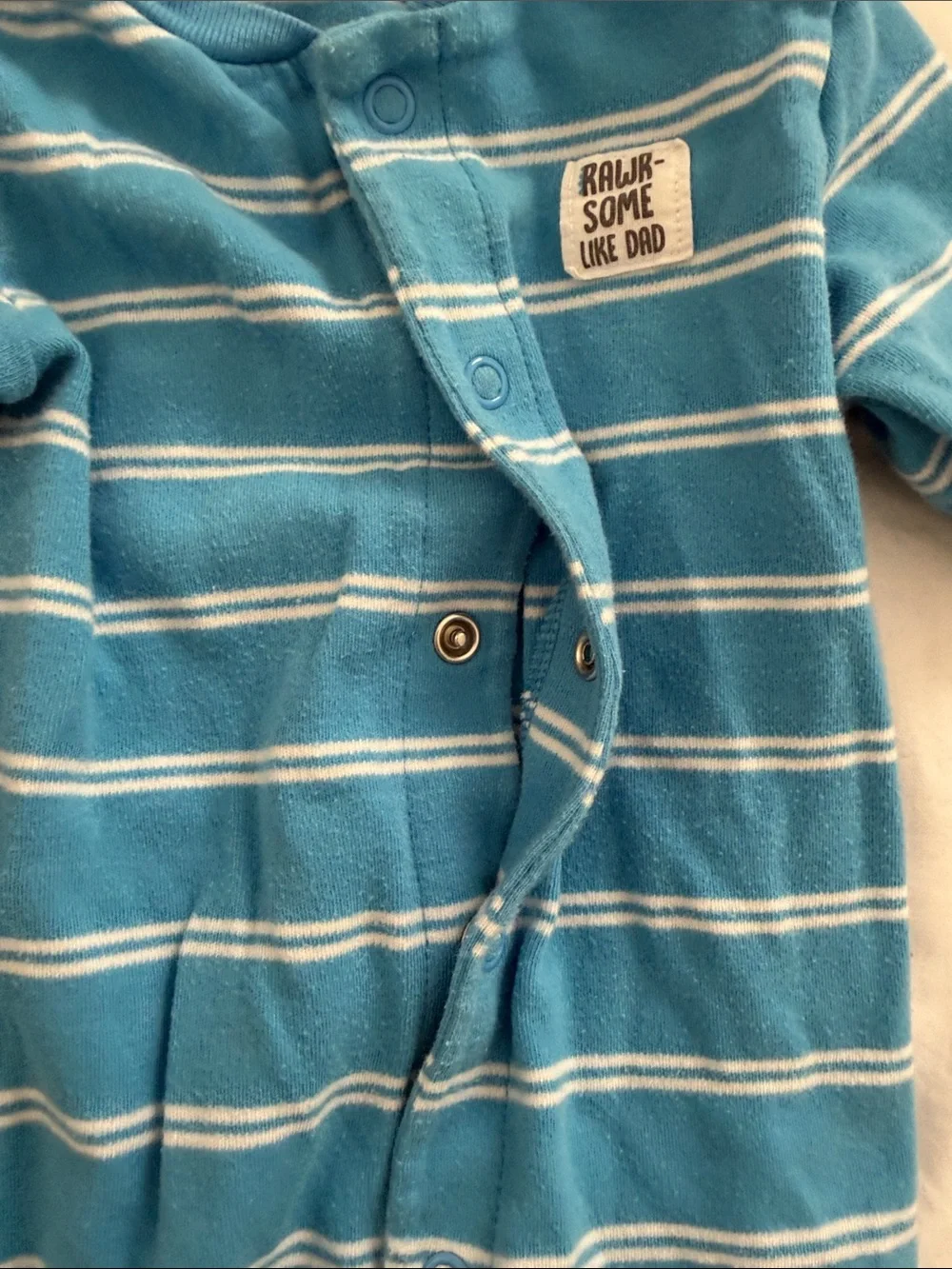 Blue Striped & Shark Print Baby One-Piece Sleepers - Pack of 2 size 6-9months